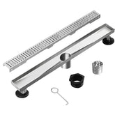 Linear Shower Drain, Shower Drain with Removable Grate Cover, Professional AISI 304 Stainless Steel Shower Floor Drain, Linear Drain with Hair Catcher and Leveling Feet