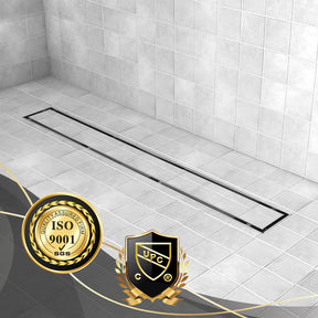 Linear Shower Drain, Drain with Tile Insert 2-in-1 Panel, Brushed 304 Stainless Steel Shower Floor Drain, Linear Drain with Hair Strainer and Adjustable Feet