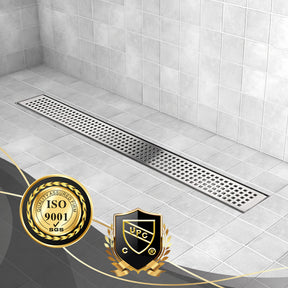 Linear Shower Drain, Shower Drain with Removable Grate Cover, Professional AISI 304 Stainless Steel Shower Floor Drain, Linear Drain with Hair Catcher and Leveling Feet